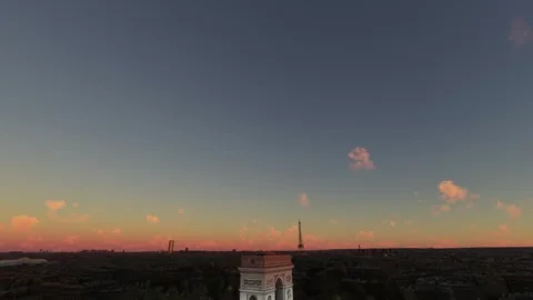 Aerial view at sunset of the Arc de Triomphe in the city of Paris. France 動画素材 271536532