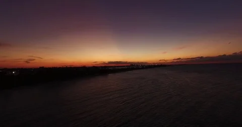 Aerial View of Sunset in Bahamas Stock Footage 73570902