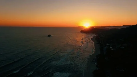 Aerial View of Sunset in a beach Stock Footage 73120304