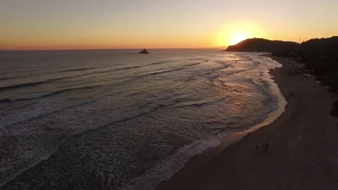 Aerial View of Sunset in a beach Stock Footage 73124351