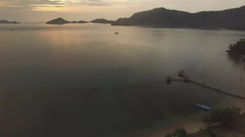 Aerial View Sunset On the Beach Stock Footage 268673052