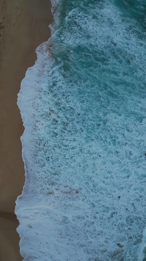 Aerial View of Sunset Beach Waves, Oahu Shoreline Stock Footage 283505132