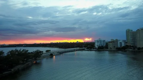 Aerial View of Sunset in Brickell Miami  库存影片 87536862
