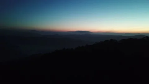 Aerial view of sunset in Cau Dat Tea Hill in Dalat, Lam Dong, Vietnam Stock Footage 130998280