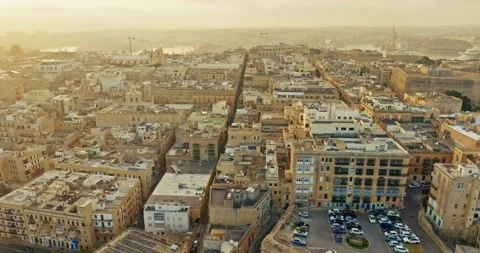 Aerial view sunset in the cityscape of Valletta Malta. Stock Footage 289727489