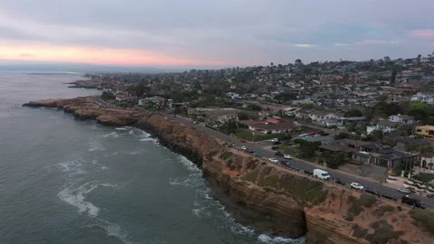 Aerial View Of Sunset Cliffs In San Diego, California - drone shot Stock Footage 157301572