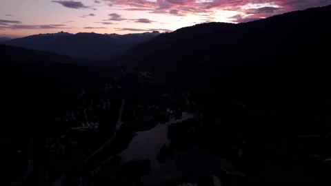Aerial view of sunset cloud, sunset sky, near Whistler, BC, Canada. 4K 4096x2304 Stock Footage 209751374