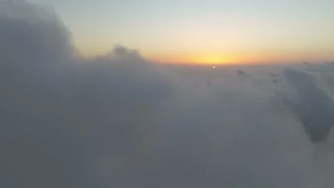 Aerial view of sunset clouds and soft sky over Progreso, Mexico. Stock Footage 284848152