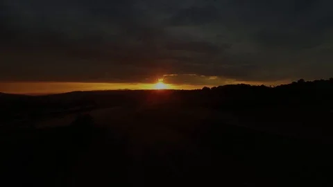 Aerial view Sunset Cloudy Stock Footage 97716187