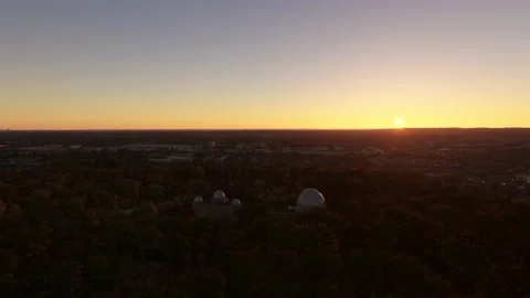 Aerial View at Sunset of the David Dunlap Observatory in Richmond Hill. Ontario Stock-Footage 237357044