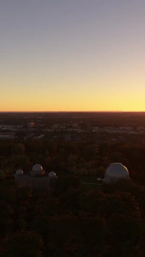 Aerial View at Sunset of the David Dunlap Observatory in Richmond Hill. Canada Stock-Footage 284489596