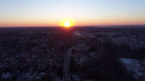 Aerial View Sunset Delaware River From New Jersey Town Video stock 85029412