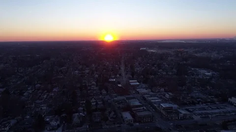 Aerial View Sunset Delaware River From New Jersey Town Video stock 85029421
