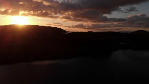 Aerial View, Sunset, Isle Of Skye Coastline And Outer Hebrides 4K Stock Footage 108870851