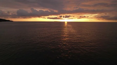 	aerial view, sunset with jetski Stock Footage 234588531
