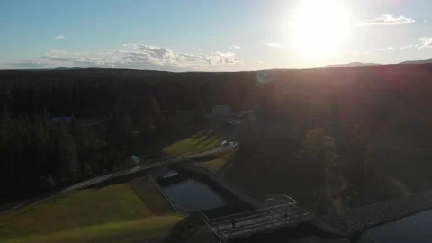 Aerial view of sunset in Matane in Quebec Stock Footage 143169111