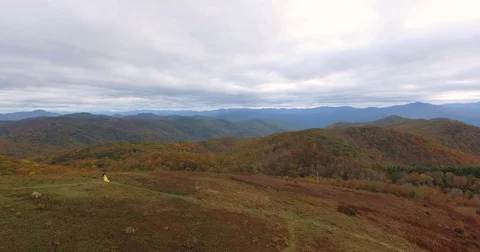 Aerial view Sunset on Max Patch MountainAppalachian Mountains, Tennessee &amp; North Stock-Footage 85057148