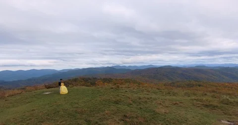 Aerial view Sunset on Max Patch MountainAppalachian Mountains, Tennessee &amp; North 스톡 동영상 86646714