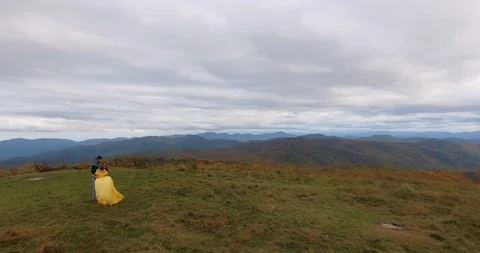 Aerial view Sunset on Max Patch MountainAppalachian Mountains, Tennessee &amp; North 스톡 동영상 86647028