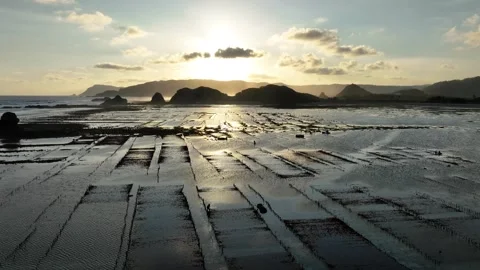Aerial View of Sunset on Merese Hill, Lombok, Indonesia Stock Footage 283347662