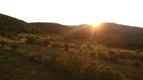 Aerial view of the sunset at a mountain 스톡 동영상 96013548