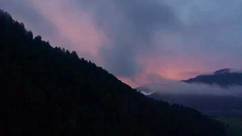 Aerial view of sunset in the mountains Stock Footage 317715727