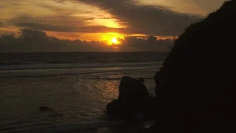 Aerial View of sunset Ocean Waves and Sea Foam Patterns Stock Footage 331276842
