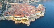 Aerial View Of The Sunset In Old City, Dubrovnik, Croatia, Filmed By Drone Stock Footage