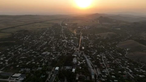 Aerial view of sunset over Dedoplistsqaro town and landscape, Kakheti, Georgia 스톡 동영상 341662918