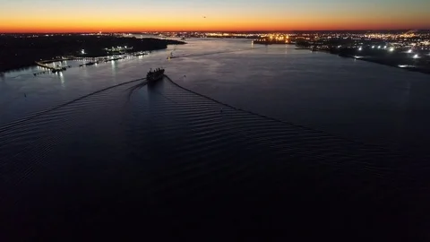 Aerial View of Sunset over Delaware River Philadelphia PA Stock Footage 85029869