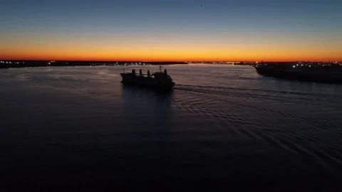 Aerial View of Sunset over Delaware River Philadelphia PA Stock Footage 85029936