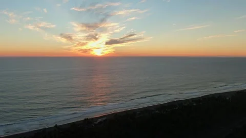 Aerial View of Sunset Over El Paraiso Tecomán Coastline Stock Footage 318945619