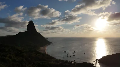 Aerial view of sunset over Fernando de Noronha Stock Footage 315519187