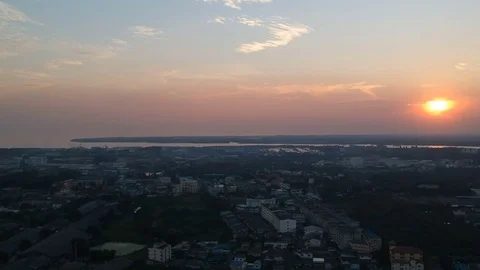 Aerial View Sunset Over Gulf Of Thailand Stock Footage 83802059