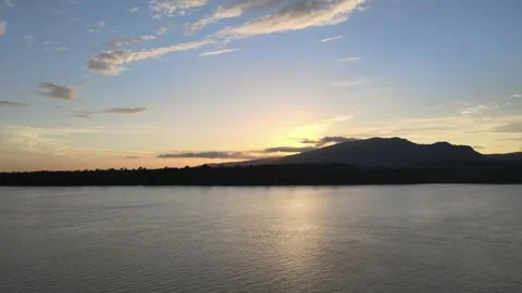 Aerial View of Sunset over Mountain Vídeo Stock 279502756