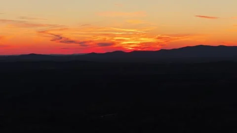 Aerial view of sunset over mountain ridge Stock Footage 325349426