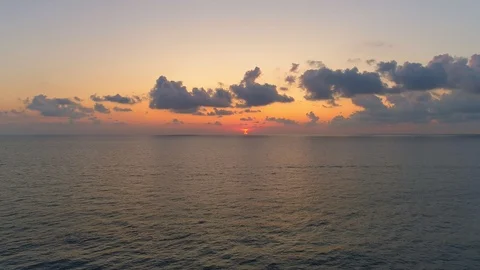 Aerial view sunset over ocean. seascape. colorful sunset over sea in tropics Stock Footage 116046676