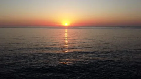 Aerial View of Sunset Over Ocean in Portugal Stock Footage 145498306