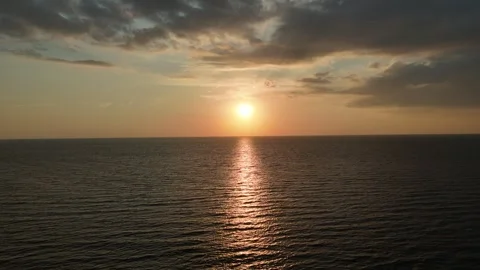 Aerial view of a sunset over the open sea. Stock Footage 339064726