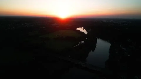 Aerial view of sunset over river Stock Footage 248767536
