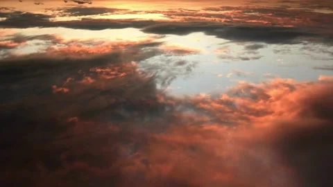 Aerial View of Sunset Over a River and Flatlands Stock Footage 310922827