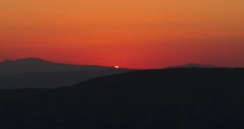 Aerial view of sunset over rolling hills in Spoleto, Italy. Stock Footage 344974121