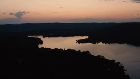 Aerial view of sunset over the valley 4K Stock Footage 116586536