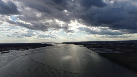Aerial View of Sunset over Water 스톡 동영상 75509296