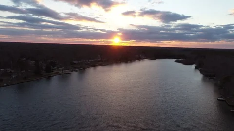 Aerial View of Sunset over Water 스톡 동영상 75509327