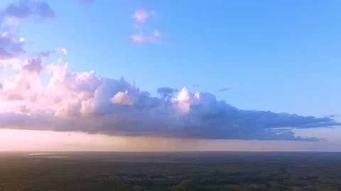 Aerial view of the sunset. Panoramic view of the horizon. Video stock 93226465