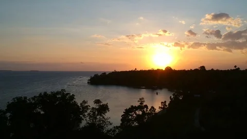 Aerial view of the sunset at the Philippines Stock Footage 109795634
