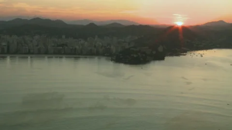 Aerial View of the Sunset in Rio de Janeiro Stock Footage 30259255