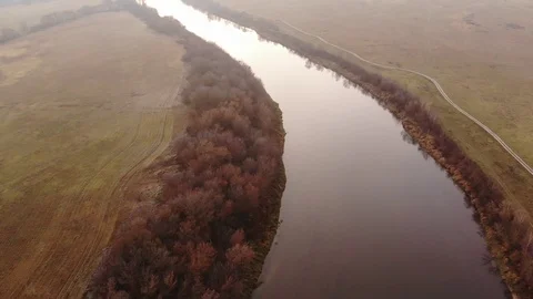 Aerial view of sunset river. Stock Footage 120640766