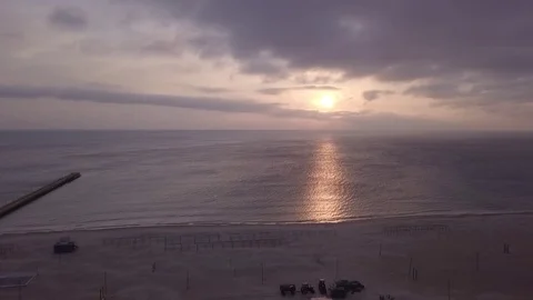 Aerial view on a sunset at a sandy beach in Southern Russia in winter Stock Footage 86902612